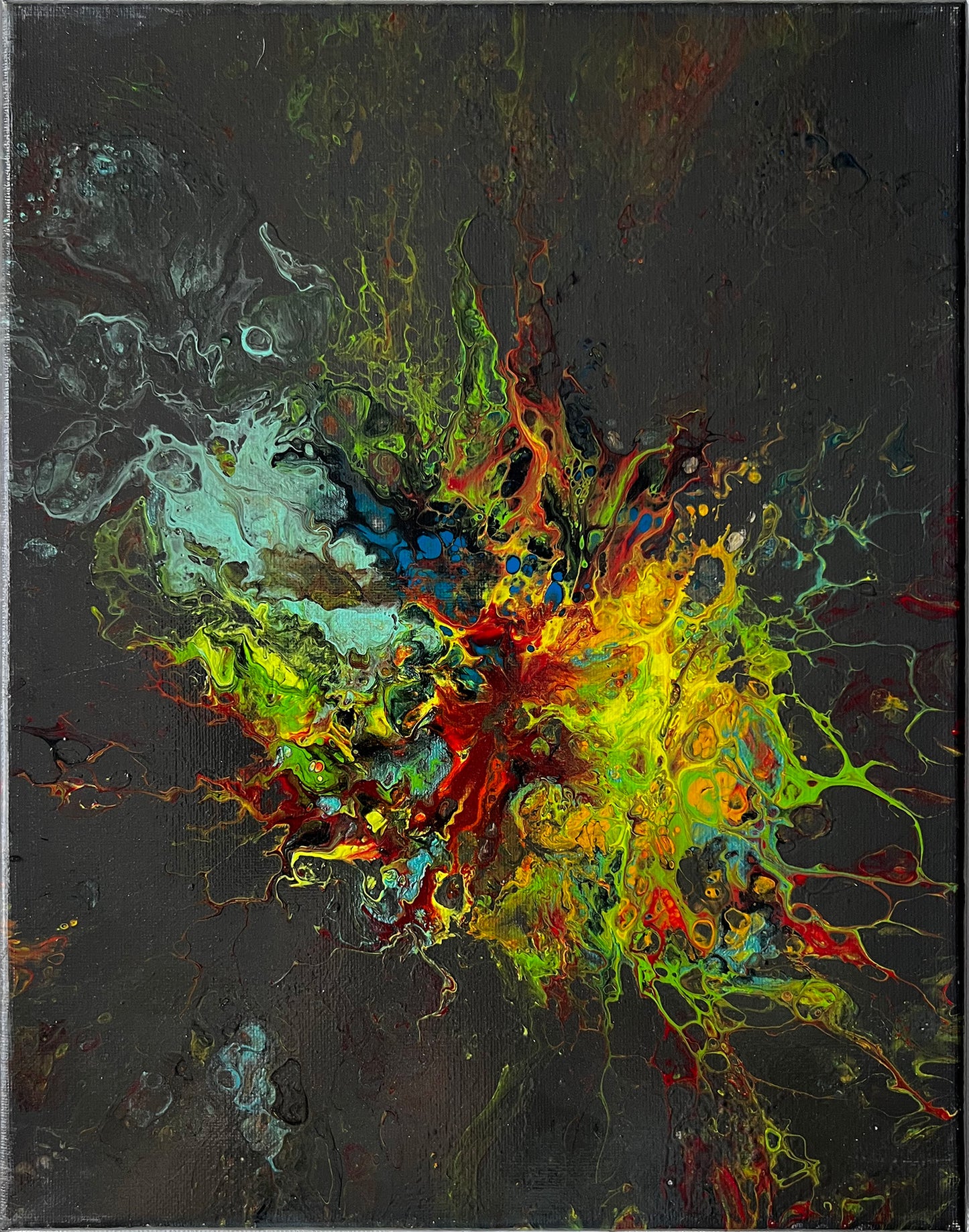 Submerged Resonance: A Captivating Abstract Explosion - 11x14 Acrylic hand made abstract painting