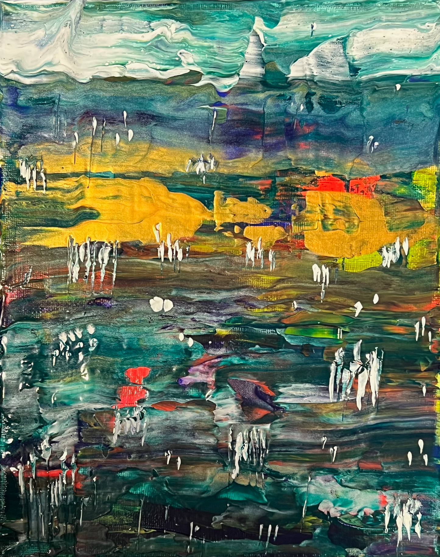 Autumn Mirage - 8x10 Acrylic hand made abstract color painting