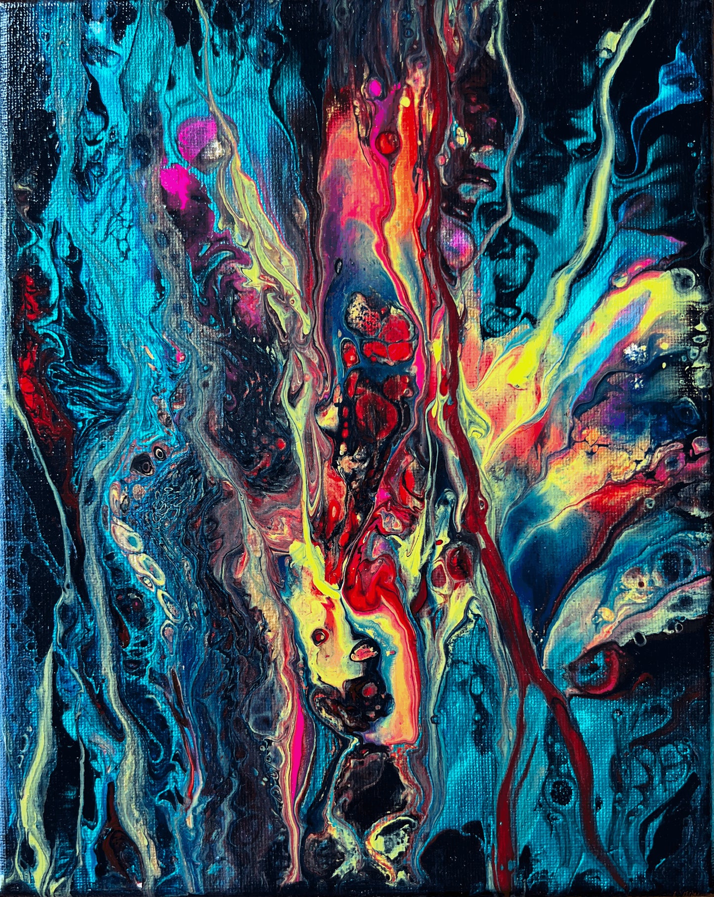 Inkredible Obscurity - 8x10 Acrylic hand made abstract color painting