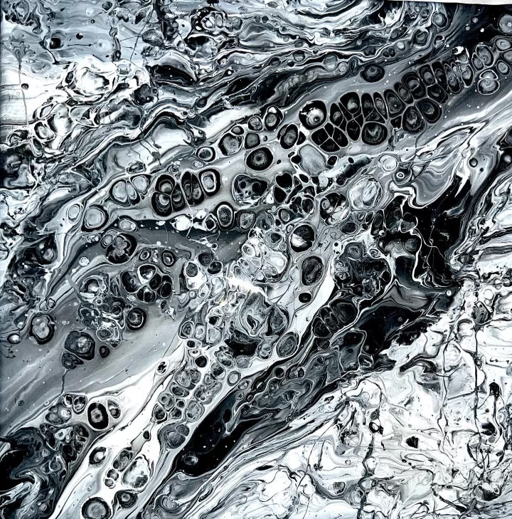 9x12 Acrylic hand made monochrome painting