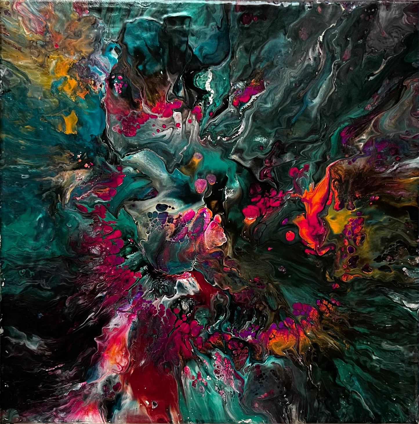 12x12 Acrylic unique and original hand made color painting