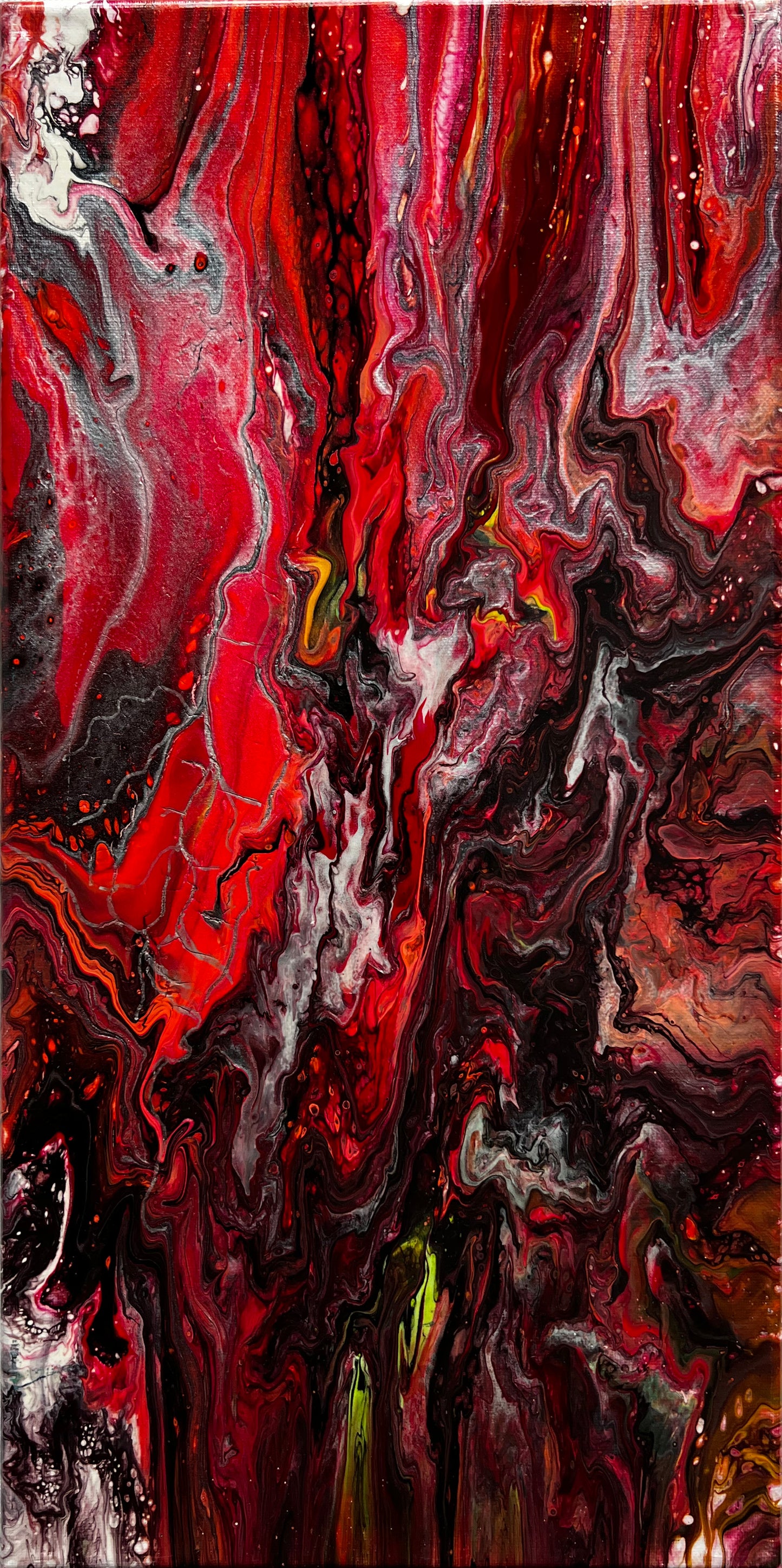 Crimson Infusion - 10x20 acrylic abstract painting on canvas