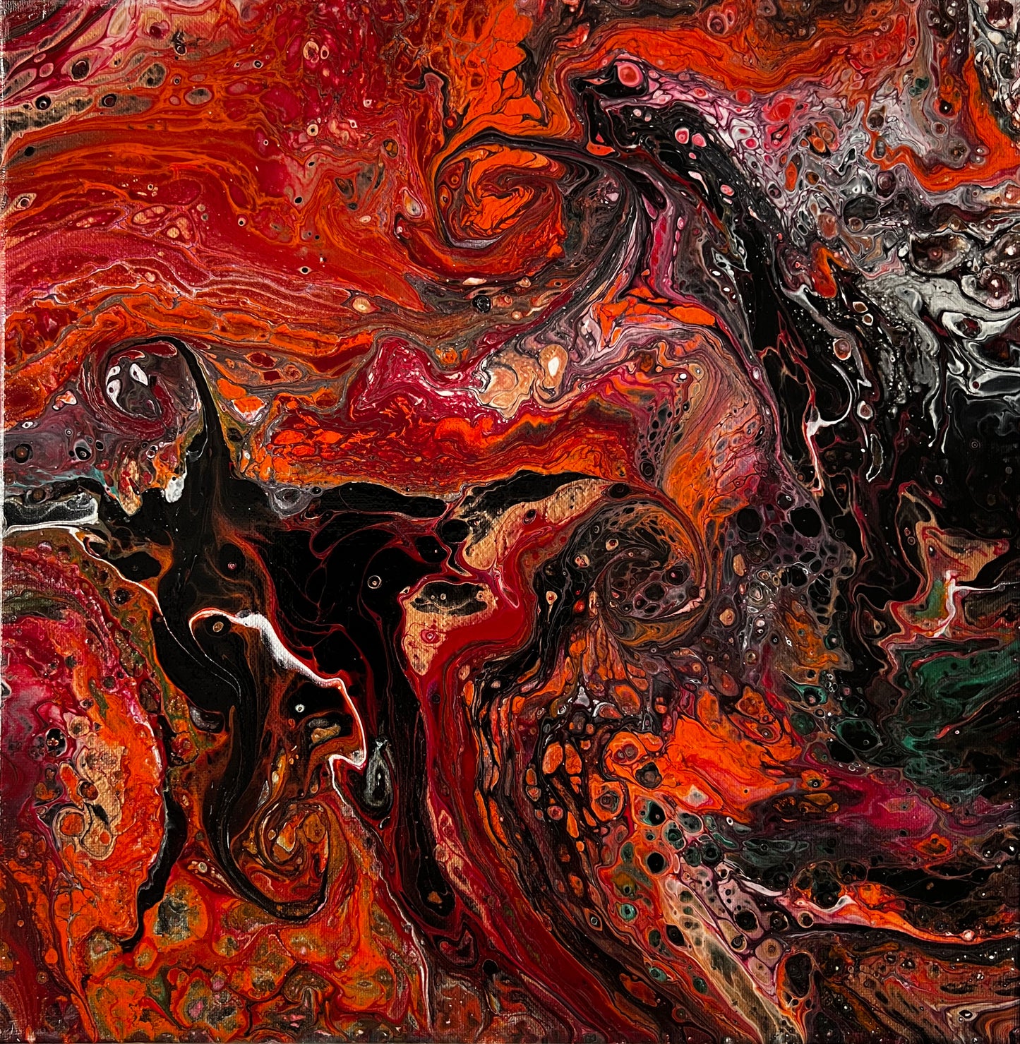 Solar Flare - 14x14 Acrylic hand made color painting