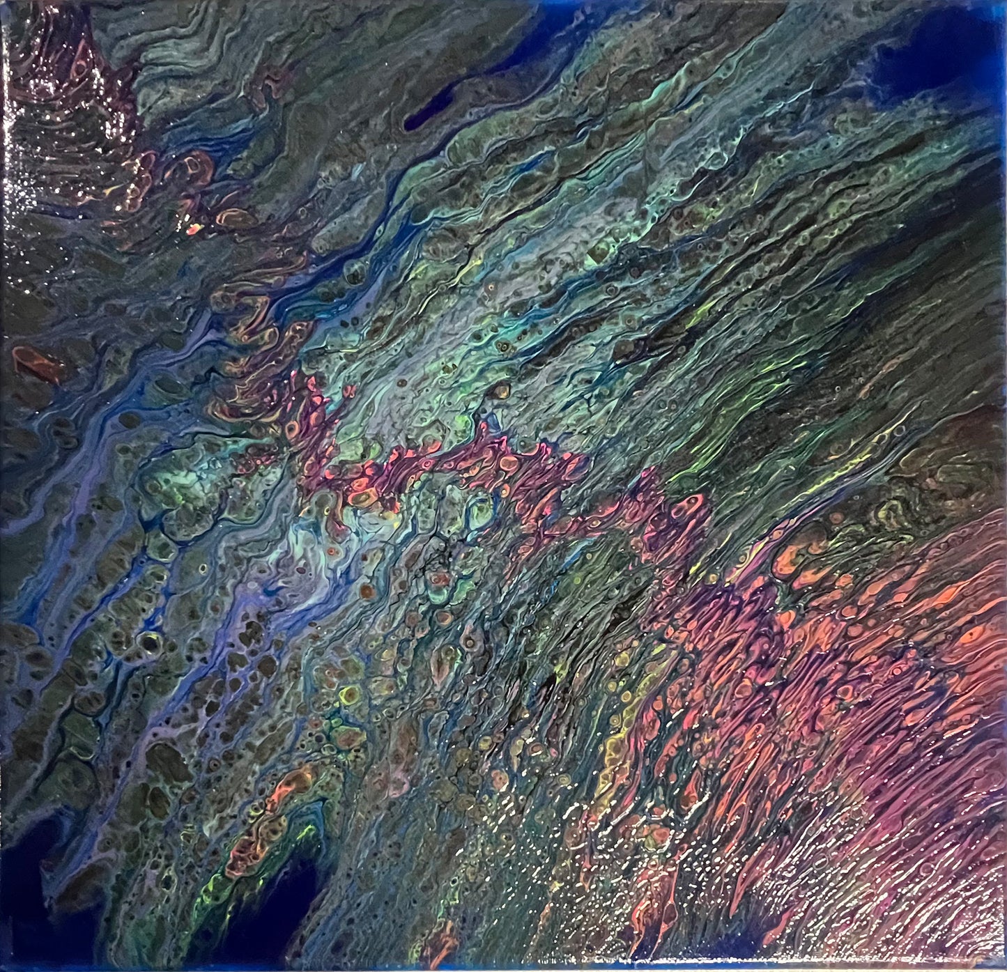 14x14 Acrylic hand made color painting