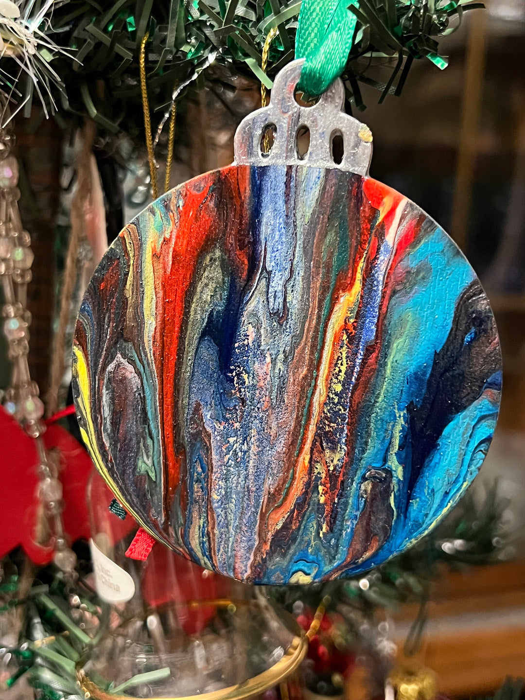 Christmas decoration - hand pour painted - set of 8 Ornaments