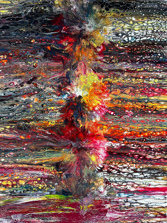 Divine Flow: Harmonic Rhapsody - 11x14 Acrylic color abstract painting on canvas