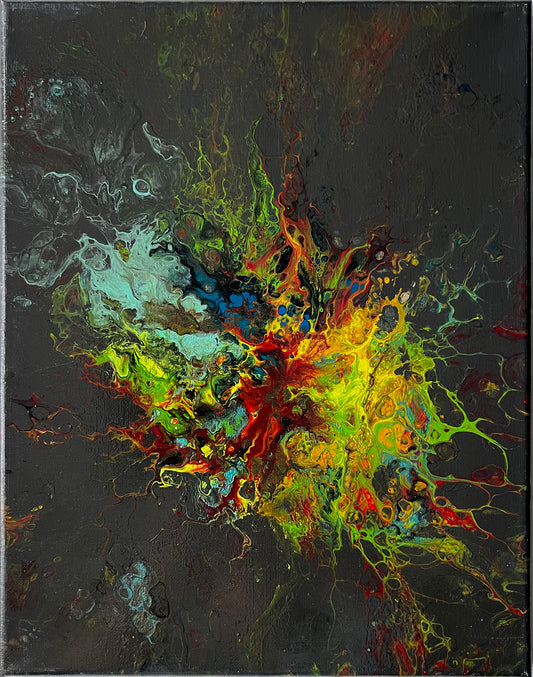 Submerged Resonance: A Captivating Abstract Explosion - 11x14 Acrylic hand made abstract painting