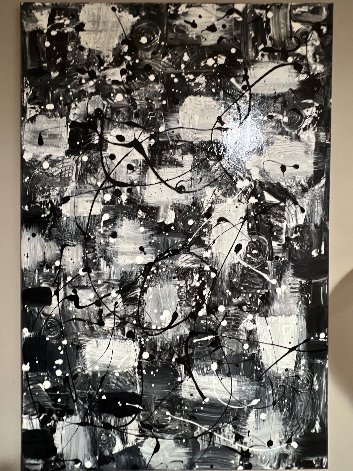 36x24 acrylic hand made unique monochrome painting