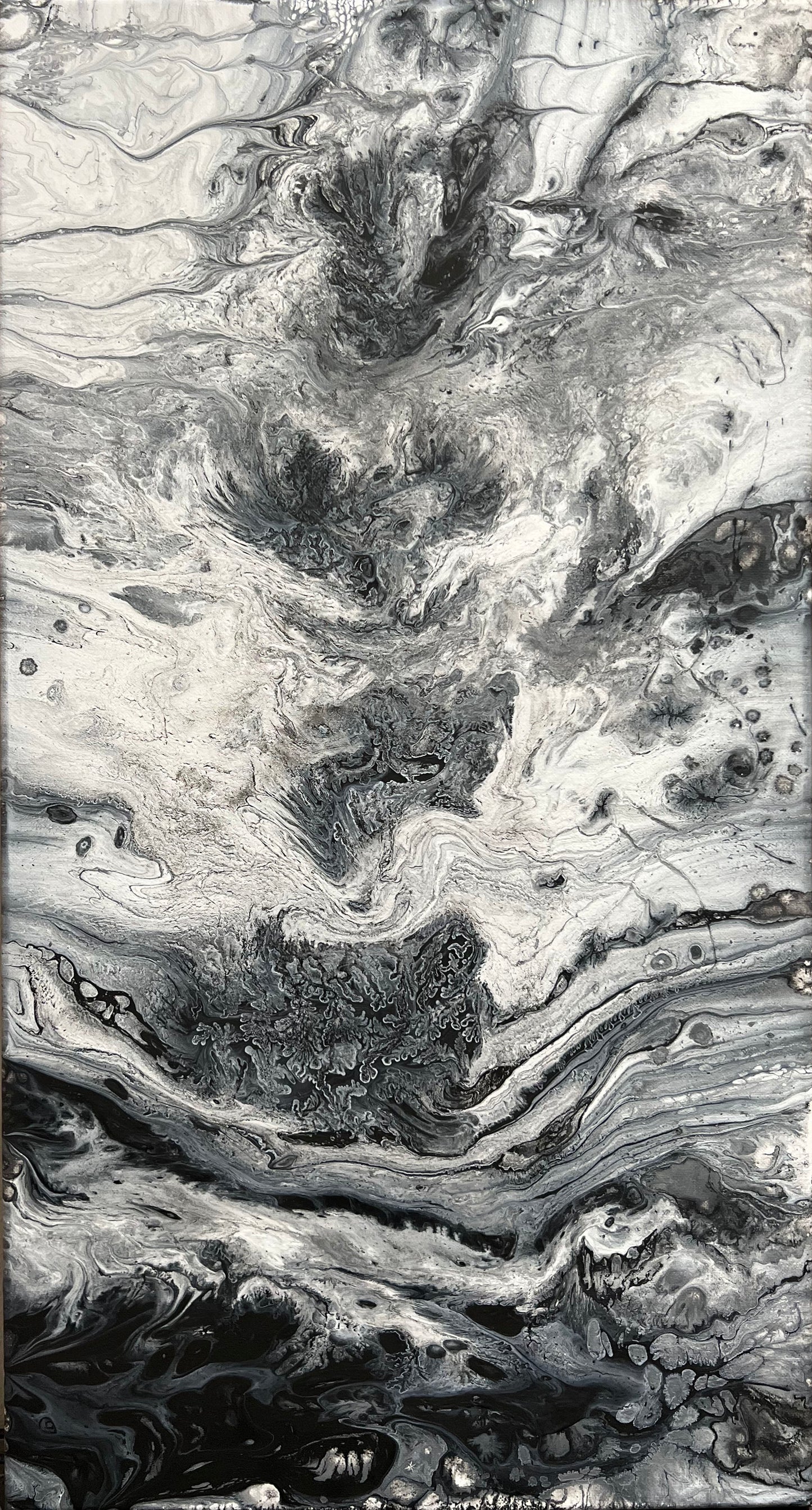 15x30 Acrylic hand made monochrome painting