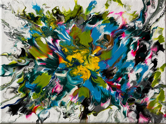 9x12 Acrylic hand made colorful abstract painting on canvas