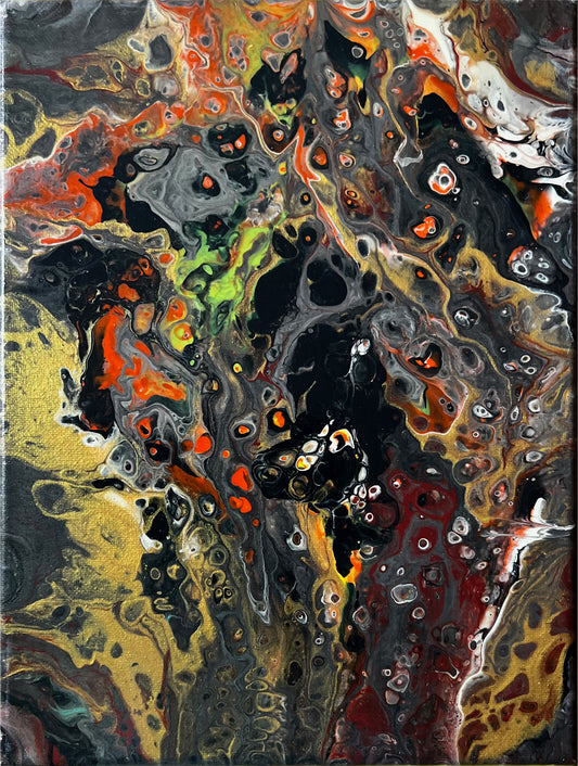 9x12 Acrylic hand made colorful abstract painting on canvas