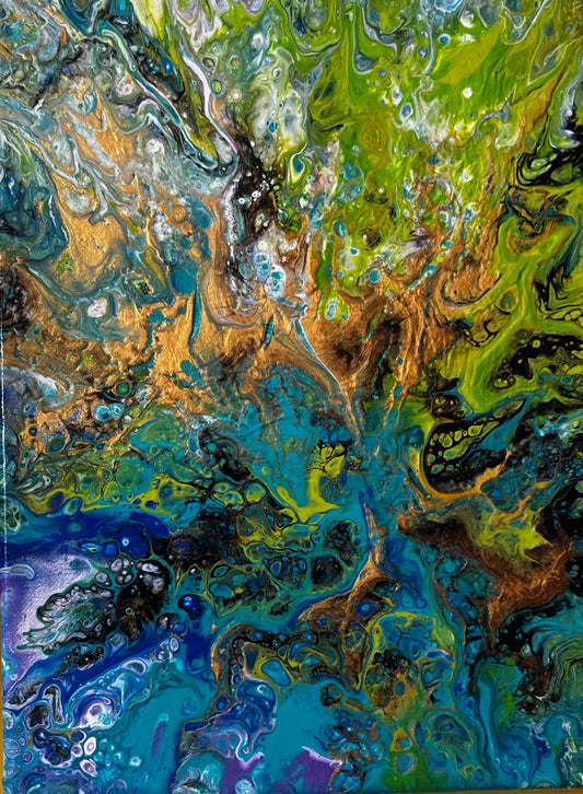 9x12 Acrylic hand made colorful abstract painting on canvas