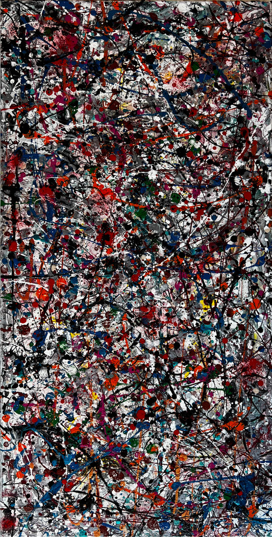 Whimsical Harmony - Abstract Expressionist Acrylic Painting 15x30 Acrylic hand made color abstract painting