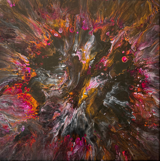 12x12 Acrylic unique and original hand made color painting