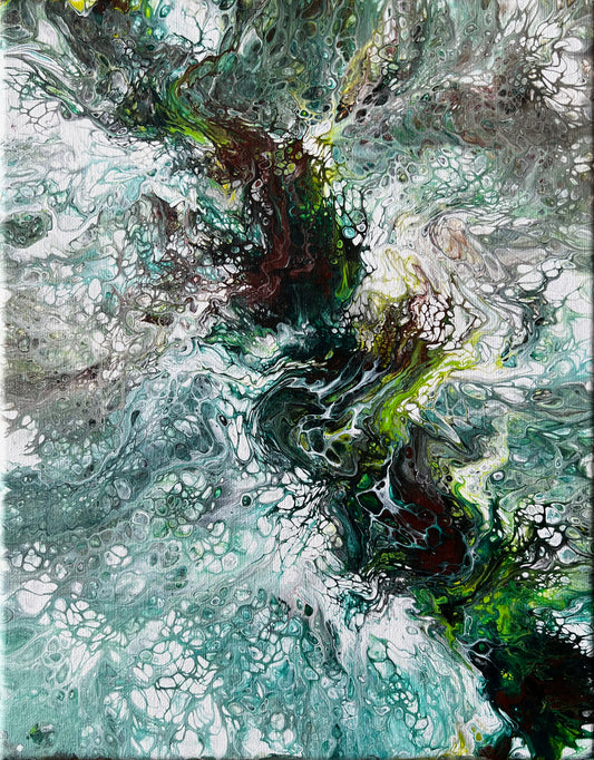 Enigmatic Waves - 11x14 Acrylic hand made abstract painting