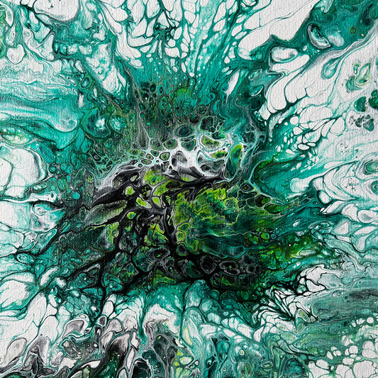 Emerald Depths - 10x10 Acrylic unique and original hand made abstract color painting