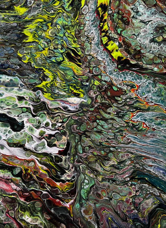 Spring Brook Serenade: An Abstract Fluid Pour Painting on canvas - 12x16