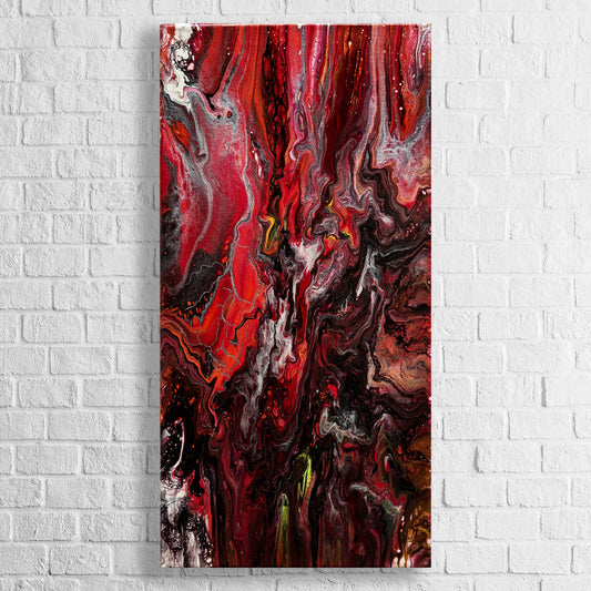 Crimson Infusion - 10x20 acrylic abstract painting on canvas